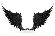 Wings Black, Old-Style Vector-Nataliia Natykach-Stretched Canvas