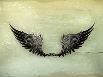 Wings Black, Old-Style Vector-Nataliia Natykach-Stretched Canvas
