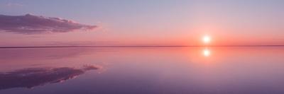 Landscape Beautiful Golden Sunset Red Sky Solt Lake Saline Elton Baskunchak. the Sun Sets behind Th-Natalya Erofeeva-Stretched Canvas