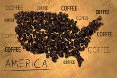 America Map Coffee Bean Producer on Old Paper-NatanaelGinting-Art Print