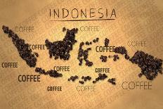 America Map Coffee Bean Producer on Old Paper-NatanaelGinting-Art Print