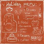 Holiday Food Menu Set Hand Drawn on Chalkboard-Natasha_from_Russia-Framed Stretched Canvas