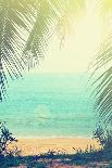 Tropical Background with Sea Beach and Palm Trees in the Vintage Style-natashamam-Mounted Photographic Print
