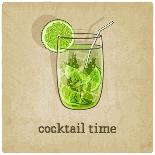 Old Background with Cocktail-natbasil-Art Print