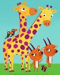 The Giraffe and the Monkeys-Nathalie Choux-Art Print