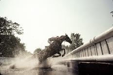 Horse and Rider Jump Though Pond and over Fence as Competitors in for the United Sta…, 1978 (Photo)-Nathan Benn-Framed Stretched Canvas