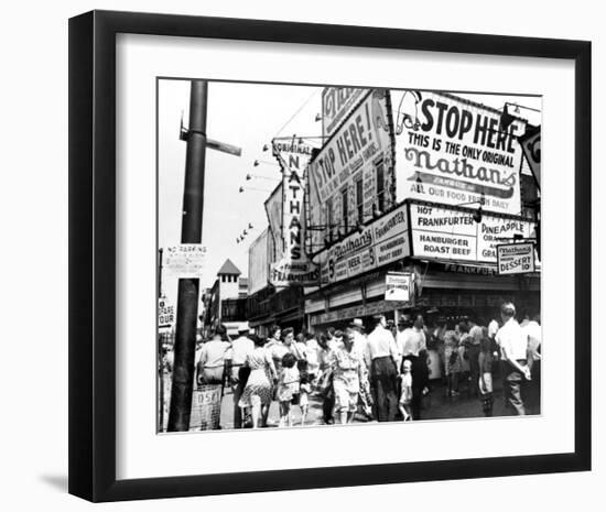Nathan's Hot Dogs, Coney Island, New York, c.1960-null-Framed Art Print