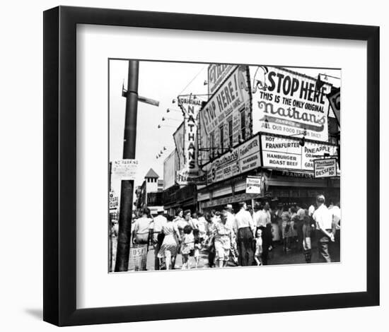 Nathan's Hot Dogs, Coney Island, New York, c.1960-null-Framed Art Print