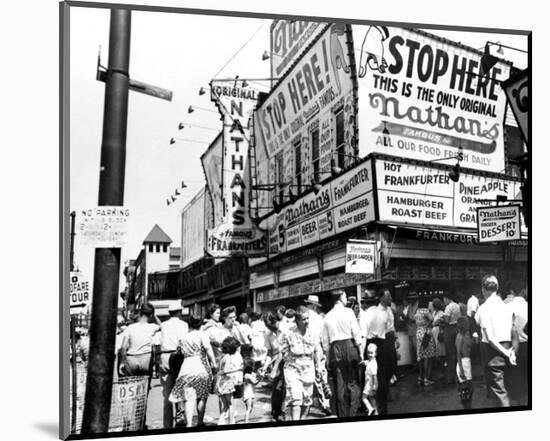 Nathan's Hot Dogs, Coney Island, New York, c.1960-null-Mounted Art Print