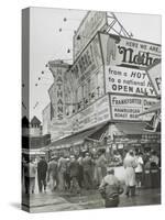 Nathan's Hot Dogs Food Stand on the Coney Island Boardwalk, May 11, 1954. Brooklyn, New York City-null-Stretched Canvas