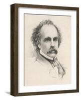 Nathaniel Hawthorne (Originally Hathorne) American Writer at the Age of 58-S.a. Scholl-Framed Art Print