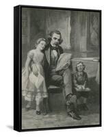 Nathaniel Hawthorne Reading to His Children-Charles Mills Sheldon-Framed Stretched Canvas