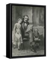 Nathaniel Hawthorne Reading to His Children-Charles Mills Sheldon-Framed Stretched Canvas