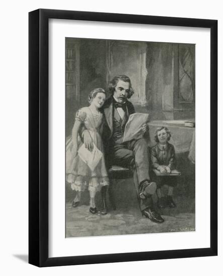 Nathaniel Hawthorne Reading to His Children-Charles Mills Sheldon-Framed Giclee Print