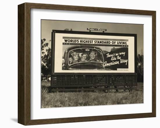 National Association of Manufacturers Billboard Campaigns Against New Deal Policies, 1937-Dorothea Lange-Framed Art Print