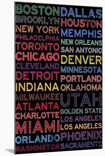 National Basketball Association Cities Colorful-null-Mounted Standard Poster