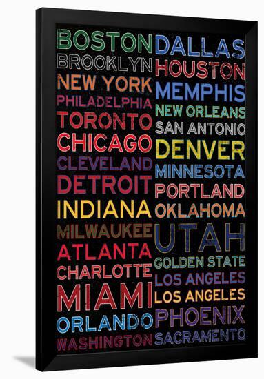 National Basketball Association Cities Colorful-null-Framed Poster