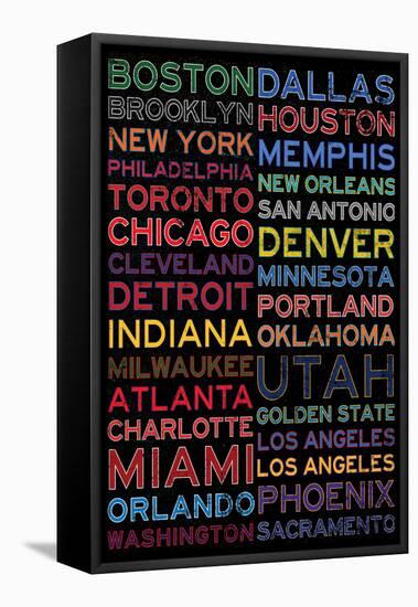 National Basketball Association Cities Colorful-null-Framed Stretched Canvas