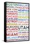 National Basketball Association Cities on White-null-Framed Stretched Canvas