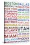 National Basketball Association Cities on White-null-Stretched Canvas