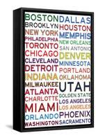 National Basketball Association Cities on White-null-Framed Stretched Canvas