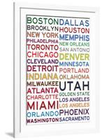 National Basketball Association Cities on White-null-Framed Art Print