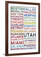 National Basketball Association Cities on White-null-Framed Art Print