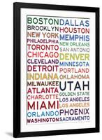 National Basketball Association Cities on White-null-Framed Art Print