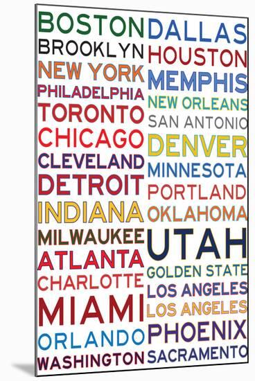 National Basketball Association Cities on White-null-Mounted Art Print