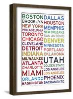 National Basketball Association Cities on White-null-Framed Art Print
