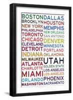 National Basketball Association Cities on White-null-Framed Art Print