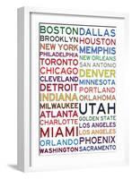 National Basketball Association Cities on White-null-Framed Art Print