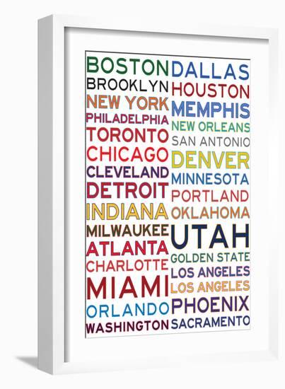 National Basketball Association Cities on White-null-Framed Art Print