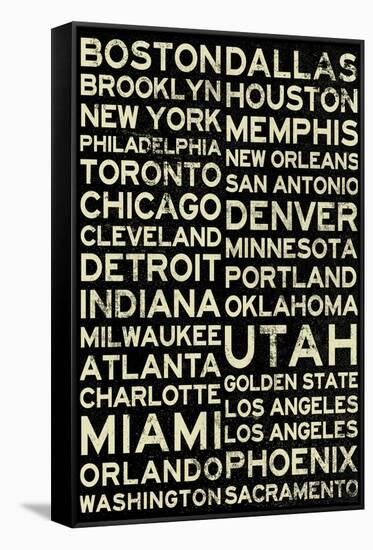 National Basketball Association Cities Vintage Style-null-Framed Stretched Canvas