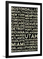 National Basketball Association Cities Vintage Style-null-Framed Art Print