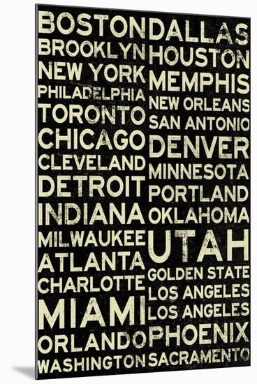 National Basketball Association Cities Vintage Style-null-Mounted Art Print