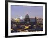 National Catholic Church and Atomium, Panoramic the City Illuminated at Night, Brussels, Belgium-Christian Kober-Framed Photographic Print