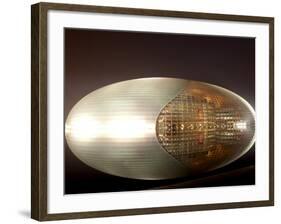 National Centre for the Performing Arts, Egg Shape Reflection, Illuminated During National Day Fest-Kimberly Walker-Framed Photographic Print