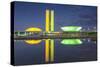 National Congress at Dusk, Brasilia, Federal District, Brazil-Ian Trower-Stretched Canvas