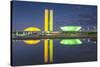 National Congress at Dusk, Brasilia, Federal District, Brazil-Ian Trower-Stretched Canvas
