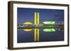 National Congress at Dusk, Brasilia, Federal District, Brazil-Ian Trower-Framed Photographic Print