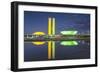 National Congress at Dusk, Brasilia, Federal District, Brazil-Ian Trower-Framed Photographic Print