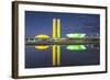 National Congress at Dusk, Brasilia, Federal District, Brazil-Ian Trower-Framed Photographic Print