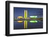 National Congress at Dusk, Brasilia, Federal District, Brazil-Ian Trower-Framed Photographic Print