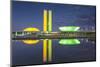 National Congress at Dusk, Brasilia, Federal District, Brazil-Ian Trower-Mounted Photographic Print