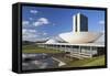 National Congress, UNESCO World Heritage Site, Brasilia, Federal District, Brazil, South America-Ian Trower-Framed Stretched Canvas