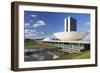 National Congress, UNESCO World Heritage Site, Brasilia, Federal District, Brazil, South America-Ian Trower-Framed Photographic Print