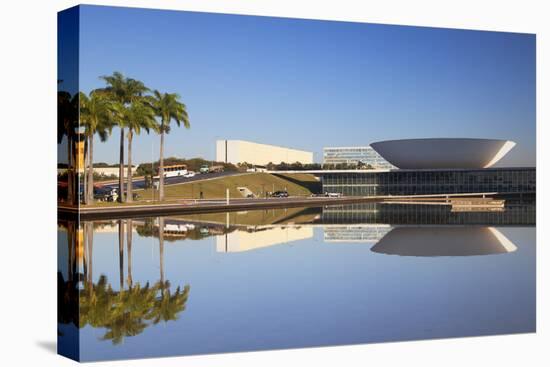 National Congress, UNESCO World Heritage Site, Brasilia, Federal District, Brazil, South America-Ian Trower-Stretched Canvas