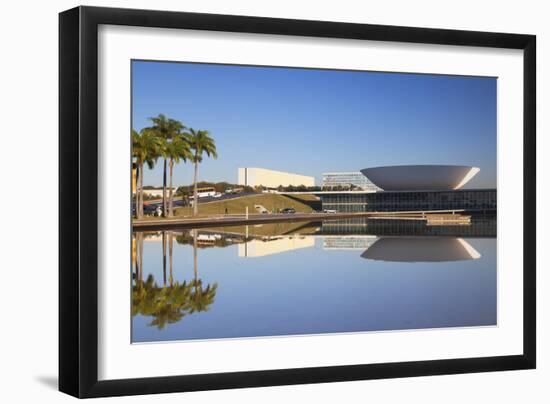 National Congress, UNESCO World Heritage Site, Brasilia, Federal District, Brazil, South America-Ian Trower-Framed Photographic Print