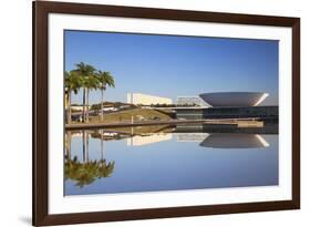 National Congress, UNESCO World Heritage Site, Brasilia, Federal District, Brazil, South America-Ian Trower-Framed Photographic Print